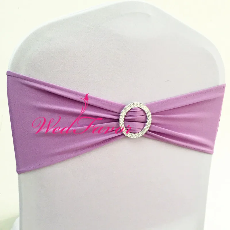 Lilac 50 шт., спандекс, лайкра, свадебные чехлы на стулья, эластичные банкетные галстуки на стулья с круглой пряжкой для гостиничного мероприятия - Цвет: Lilac