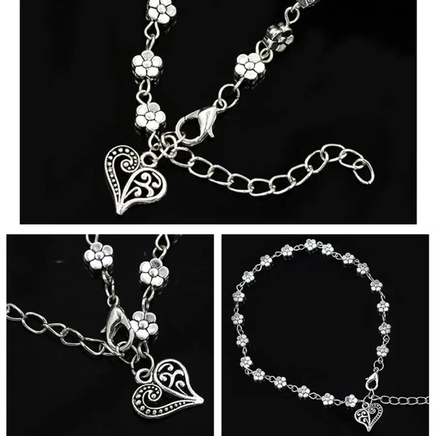 Retro Design Flower Shape Anklets Women Hand Chains Bracelets Simple Delicate Beach Anklet Foot Charm Jewelry Accessory for Gift | Украшения