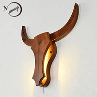 loft industrial retro wood cow animal style wall lamps led sconce wall lights modern for living room bedroom restaurant bar