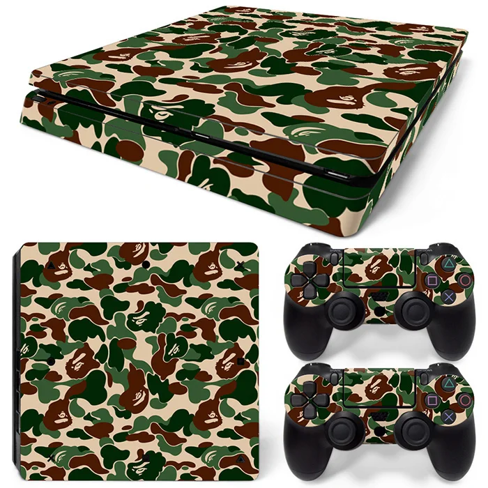 Новая игровая станция 4 тонкие игры хост скины военный Камуфляжный контроллер наклейки с крышкой для Playstation 4 тонкий игровой PSL-089