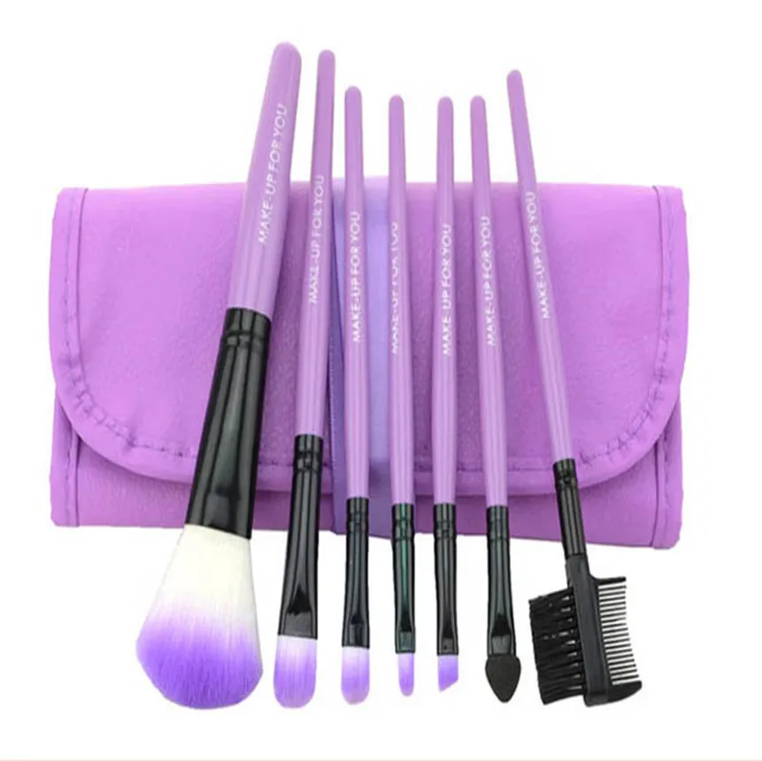 OutTop ColorWomen 7 шт./компл. кисти для макияжа модная фиолетовая деревянная Кисть