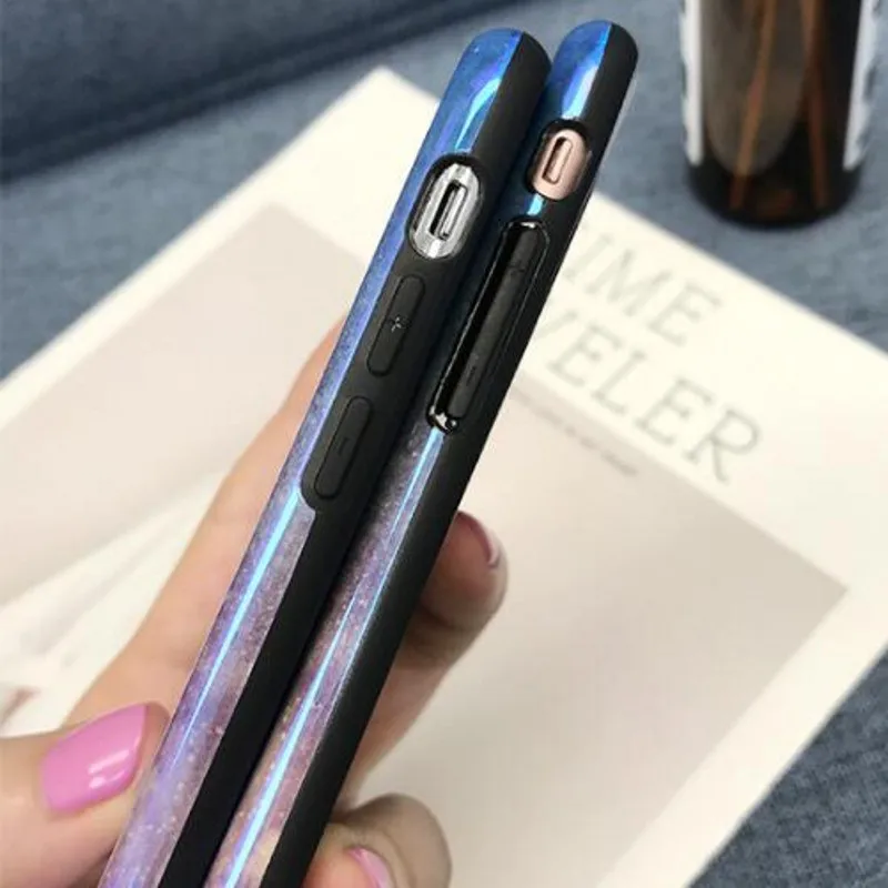 Diamond Gradient Dream Star Case For iPhone X XS Max XR Hole Soft TPU Cover 7 8 6 6s Plus Blue Purple Back |