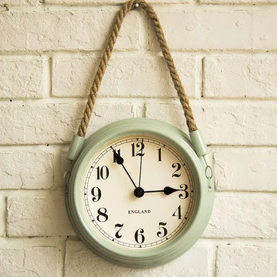 Lanyard style 8 дюймовые круглые Настенные часы Saat Reloj Relogio De Parede, Современные Простые бесшумные часы для спальни, металлические часы для гостиной, кварцевые часы - Цвет: Lanyard style