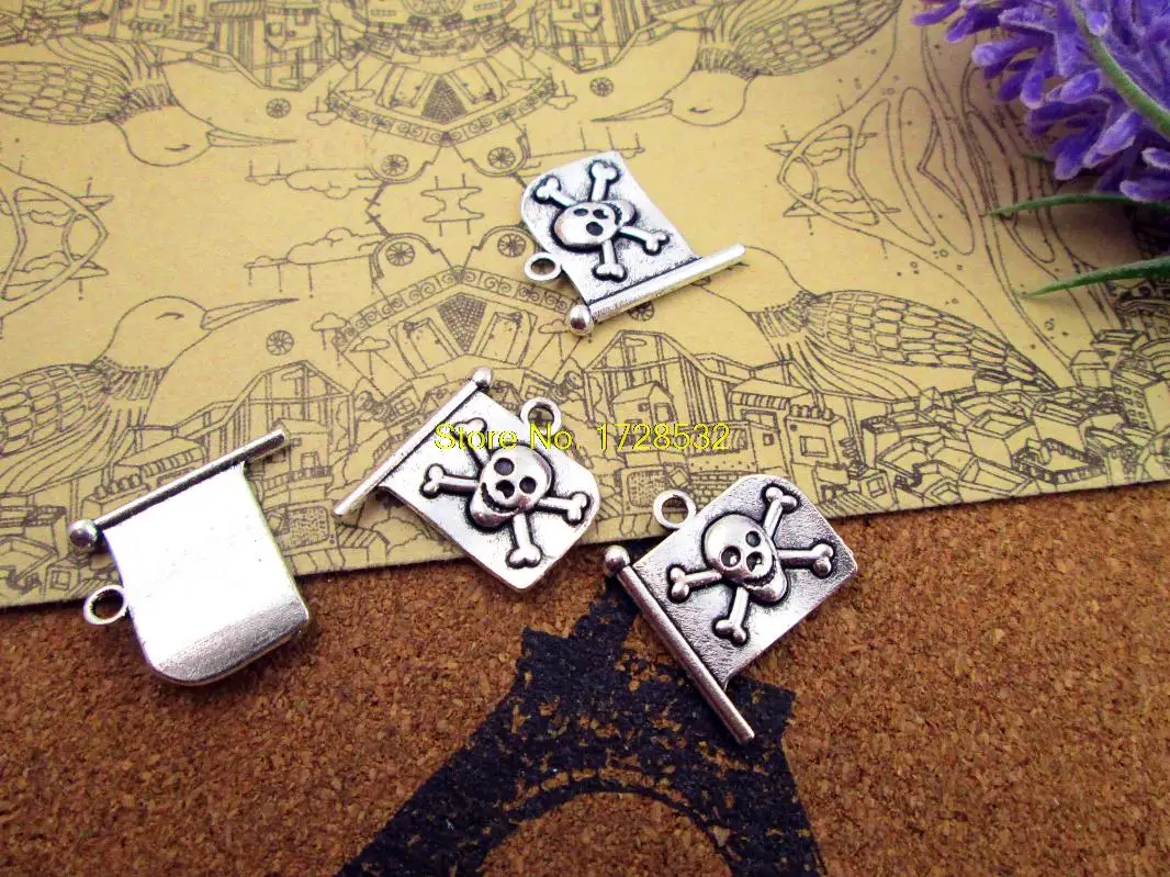 15 шт. подвески с пиратским флагом в античном стиле тибетским черепом 22x18 мм|charm