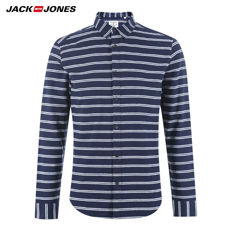 Jack Jones Бренд Новинка Мужкая Рубашка с Хлопка Нательный Модель Длинные Рукавы Вид Застёжки- Пуговицы Мужские Одежды 217105509