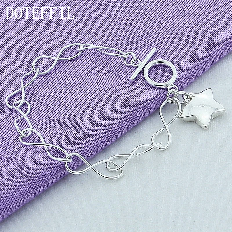 DOTEFFIL 1 шт. в европейском стиле звезда 925 серебряный цвет подвеска цепочка браслет