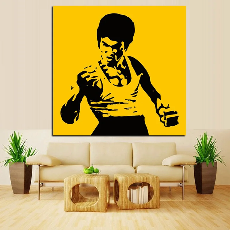 Картина на холсте знаменитая кунгфу звезда Брюса Ли холст плакат печать для