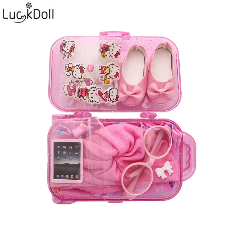 Luckdoll новая кукла чемодан набор комбинация подходит 18 дюймов американские кукольные аксессуары