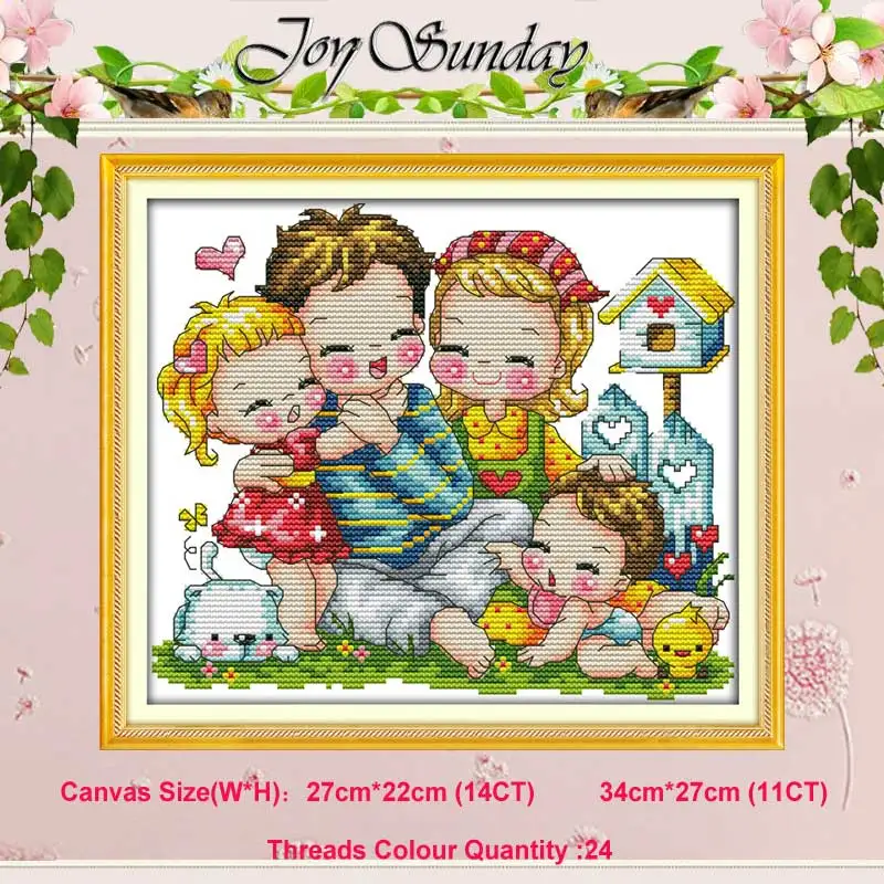 A happy family Набор для вышивания крестиком из мультфильмов для влюбленных мальчиков и девочек, 11 карат, 14 карат,, Набор для вышивания крестиком DMC, Набор для вышивания, рукоделие, домашний декор - Цвет: A happy family