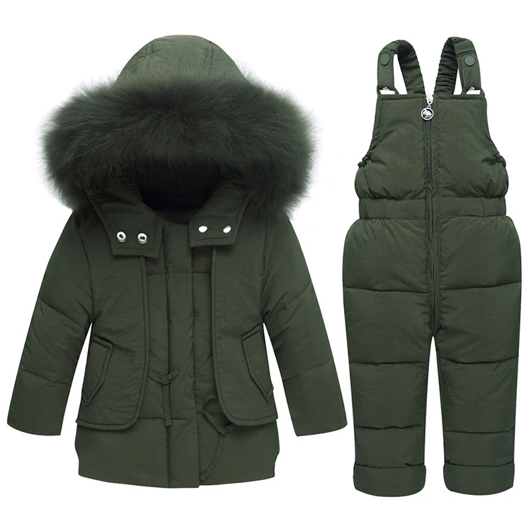 От 2 до 4 лет комплекты детской одежды с мехом енота в русском стиле зимнее пуховое