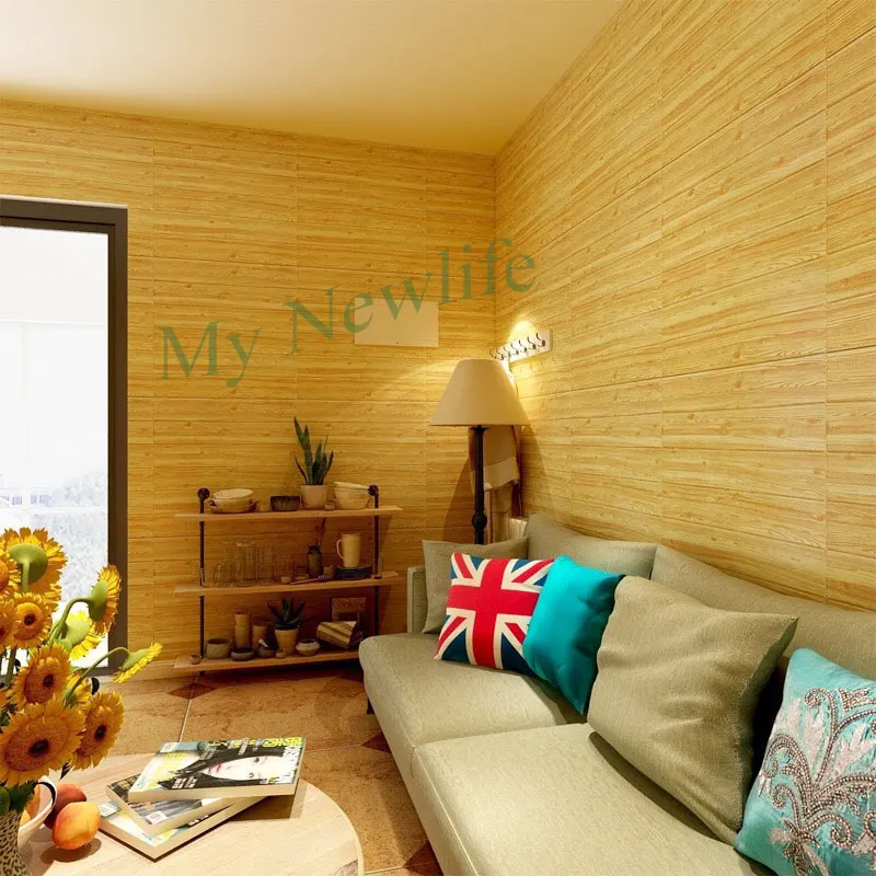 Деревянные плитки стикер стены гостиной домашний декор белый 3D пена мягкие обои