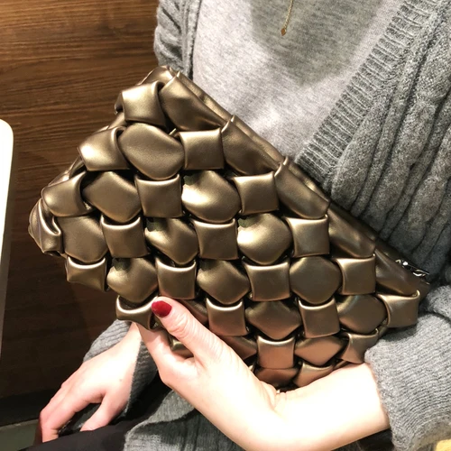 gold Роскошные женские Вечерние Сумки из искусственной кожи, дизайнерские трехмерные ромбовидные цепочки, женская сумка через плечо, шикарные вечерние сумочки-клатчи - Цвет: gold