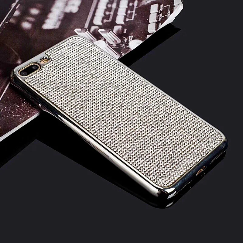 Роскошный блестящий чехол для телефона с бриллиантами iPhone X 7 8 PLUS 6 6S ТПУ полным