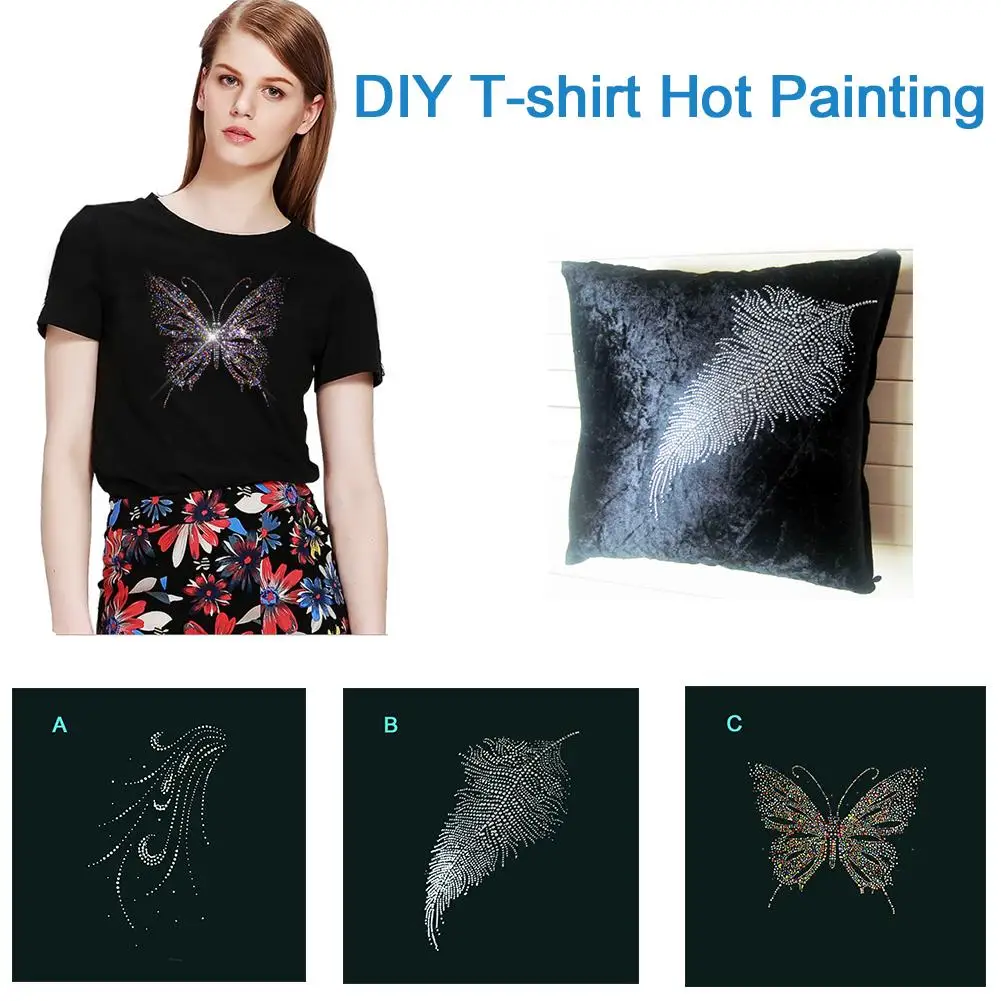 DIY Одежда Футболка теплопередача пирограф изысканный уникальный со стразами