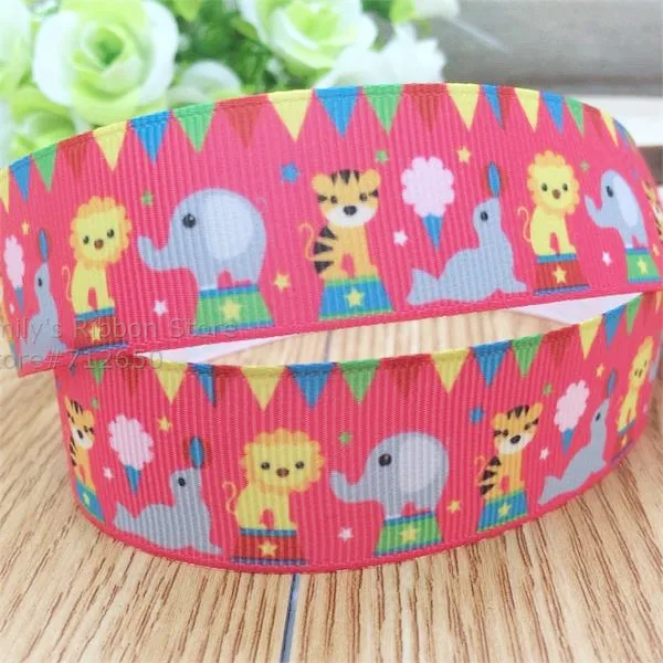 Смешанные размеры слон зебра лев напечатанный Grosgrain ленты одежда пекарня подарок упаковочный материал 10 ярдов