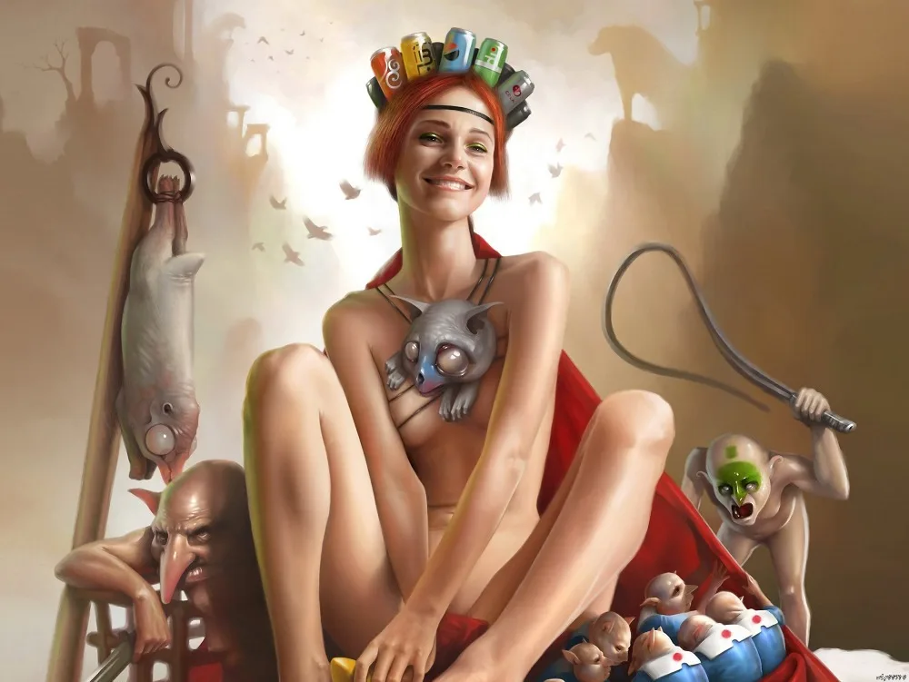 Сексуальная Открытая рыжая девушка Goblins фантазия искусство огромный постер с