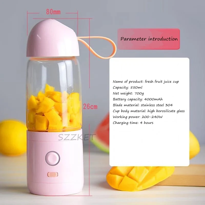 1 шт. электрическая соковыжималка для свежих фруктов портативная стеклянная
