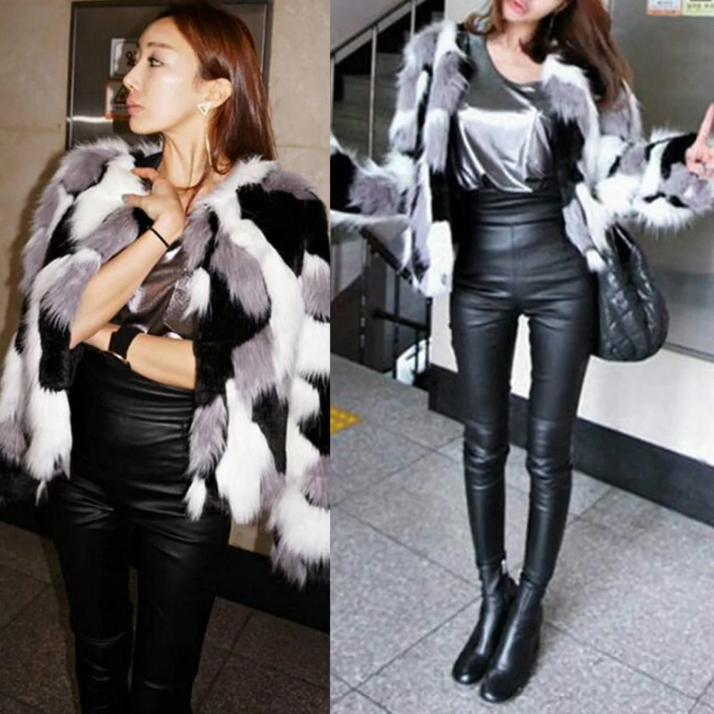 Женская разноцветная теплая куртка из искусственного меха пушистая зимняя