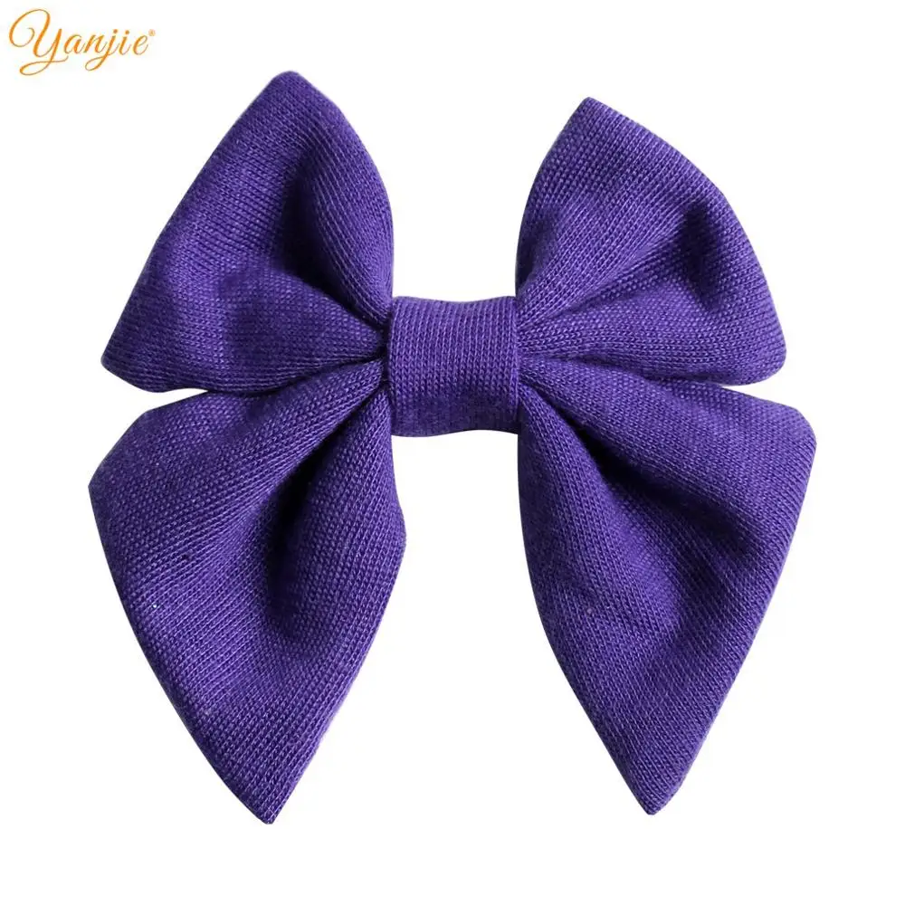 purple 10 шт./лот 3 ''цельная Матросская бант для волос для девочек из хлопка с бантиком, Заколки для волос; повязка на голову" сделай сам "из мягкого Головные уборы аксессуары для волос - Цвет: purple