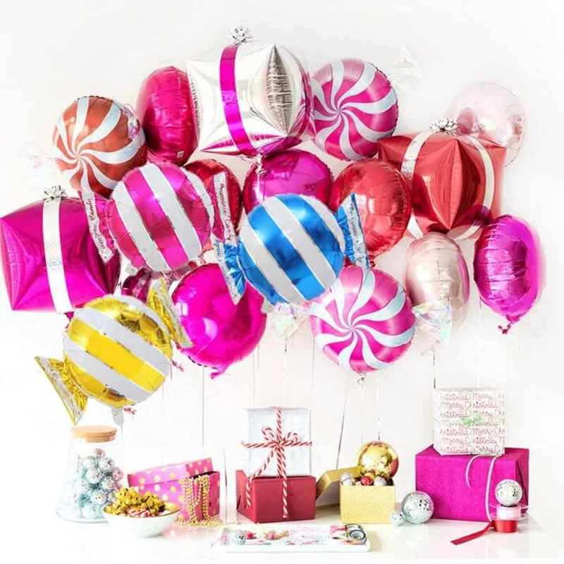 

KAMMIZAD Rainbow Candy Balloons Wedding Decorations Aluminium Foil Balloon Happy Birthday Party Infaltable Globos Supplies