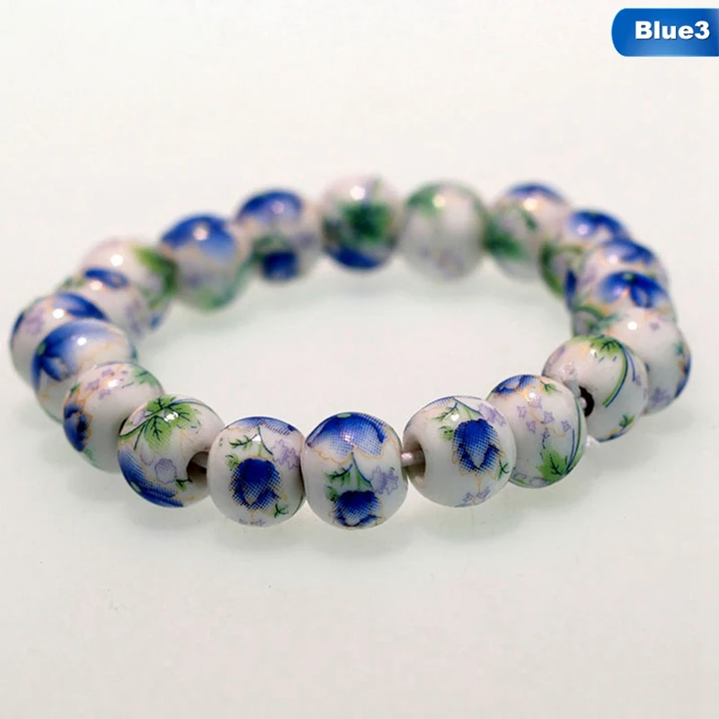 Голубые и белые фарфоровые бусины браслет OL стиль керамика аксессуары сделано в