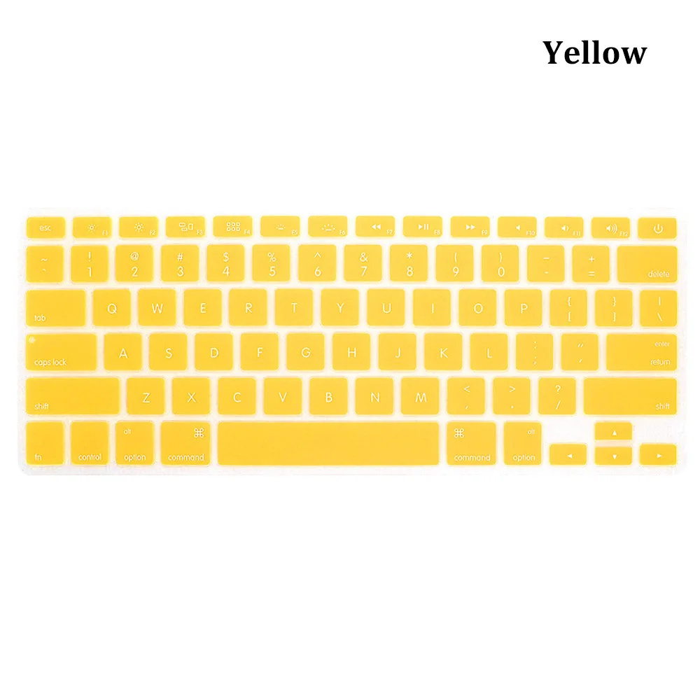 yellow Silicone Soft Keyboard Cover Protector Rainbow Colorful Skin Dustproof For Apple MacBook Air Pro Retina 13" 15" 17" - Цвет: yellow