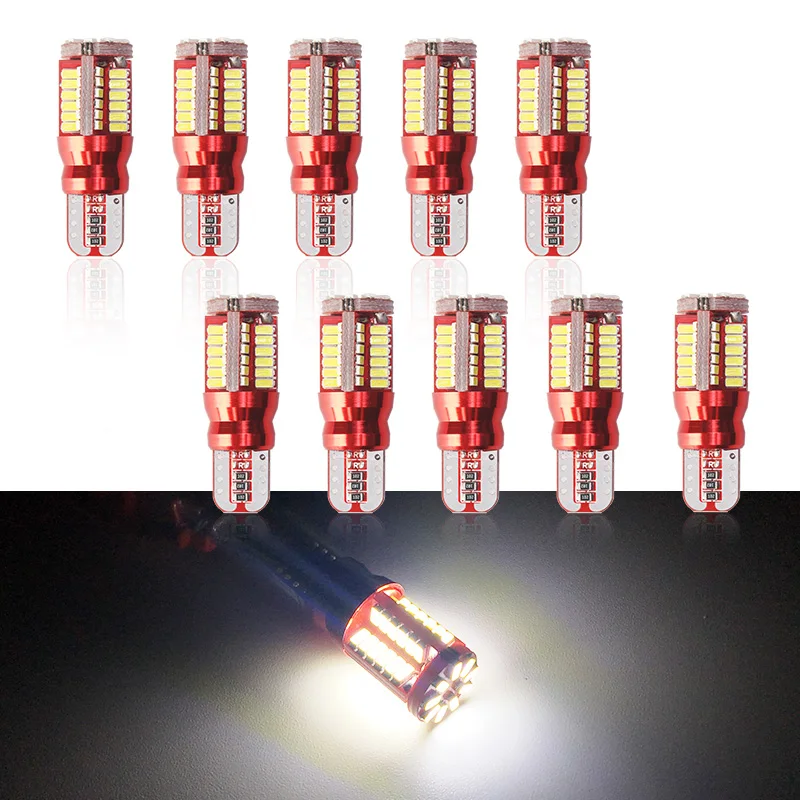 

10 шт., суперъяркие Автомобильные светодиодные лампы T10, 12 В постоянного тока, белые 6000K W5W 194 57SMD, сигнальные лампы