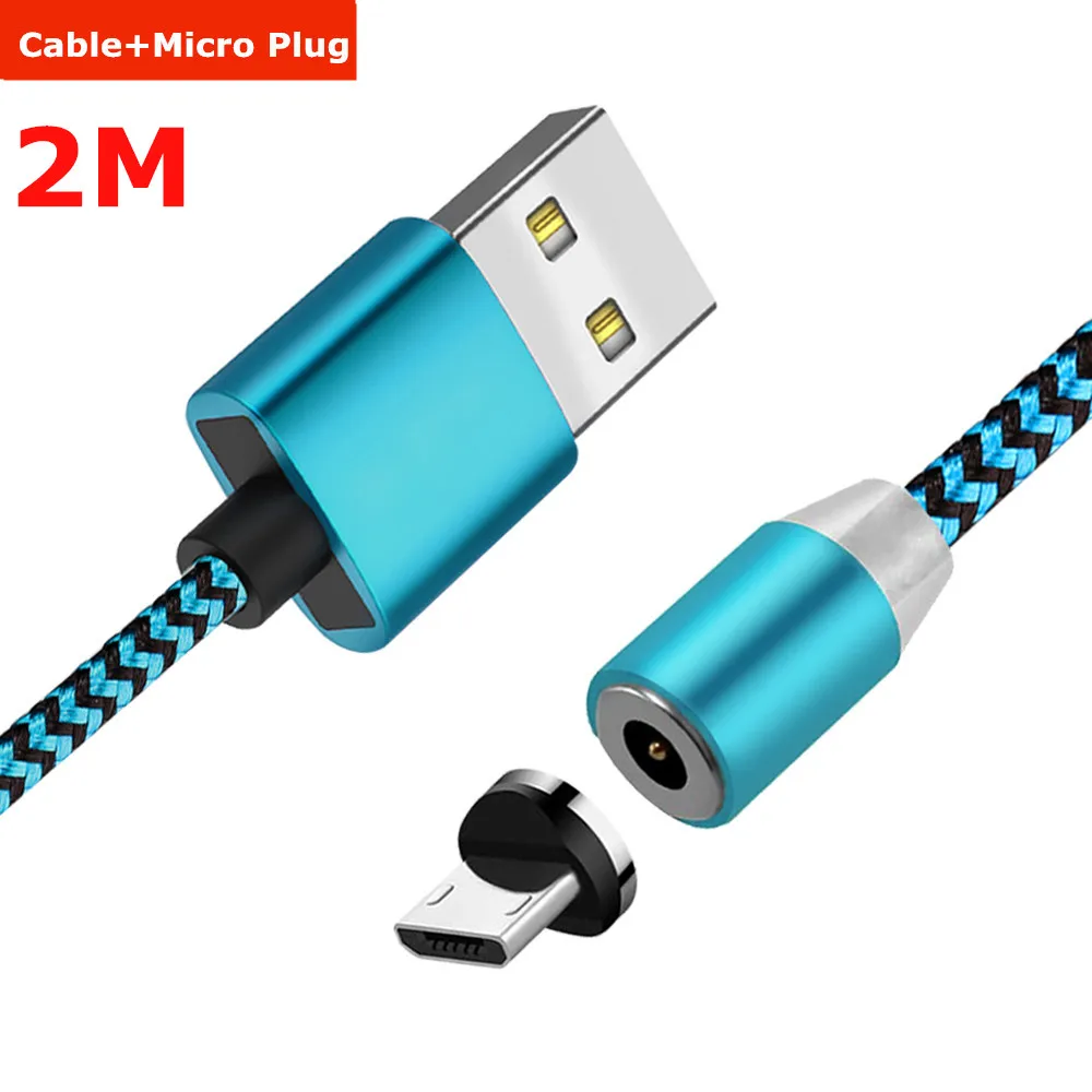 2 м 200 см NISI круглый светодиодный зарядный кабель USB C Магнитный кабель для iPhone XR X Max huawei P30 P20 и т. Д - Цвет: 2M Mint Micro Cable