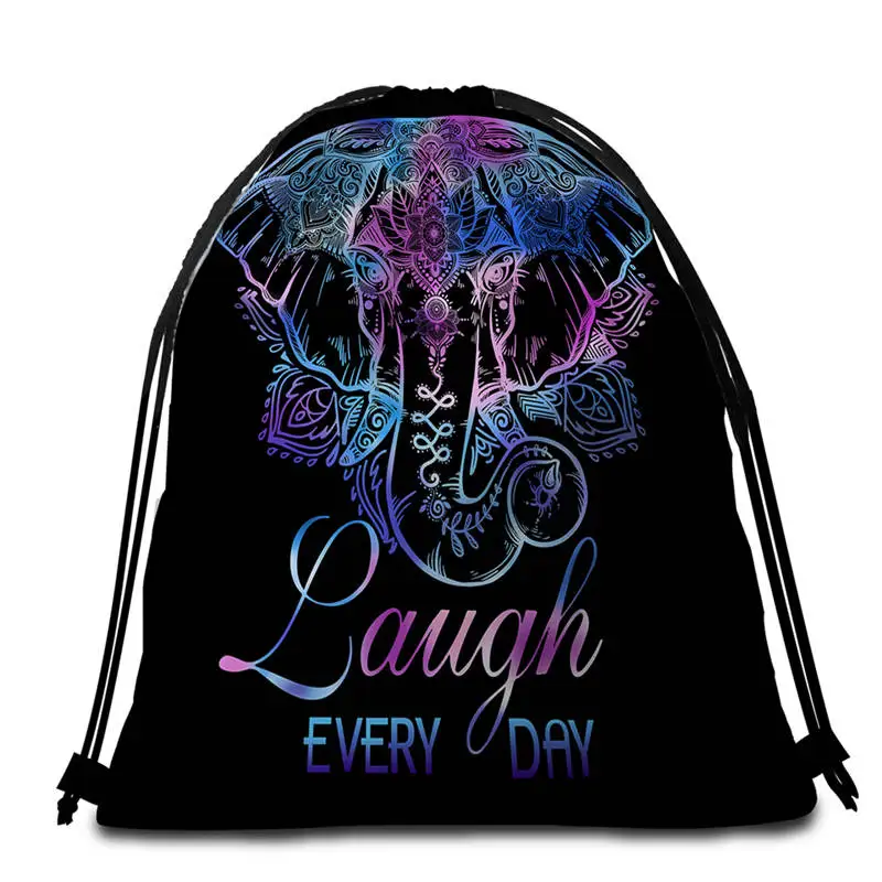 002 DoubleSide Bag BeddingOutlet богемное круглое пляжное полотенце Boho Слон полотенце с кисточкой Цветочный Коврик для йоги Lotus Toalla одеяло 150 см Прямая поставка - Цвет: 002 DoubleSide Bag