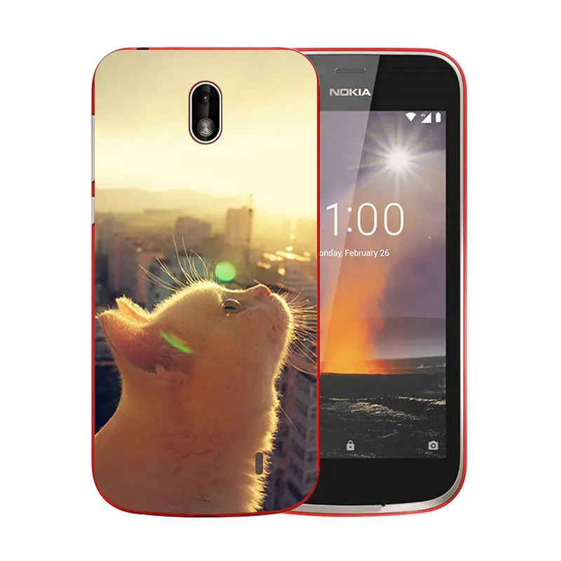 for Nokia 1 2018 Phone Case Luck Cat Pattern Full Protective Ultra Thin TPU Shells 4.5&quot DIY Picture Cover |