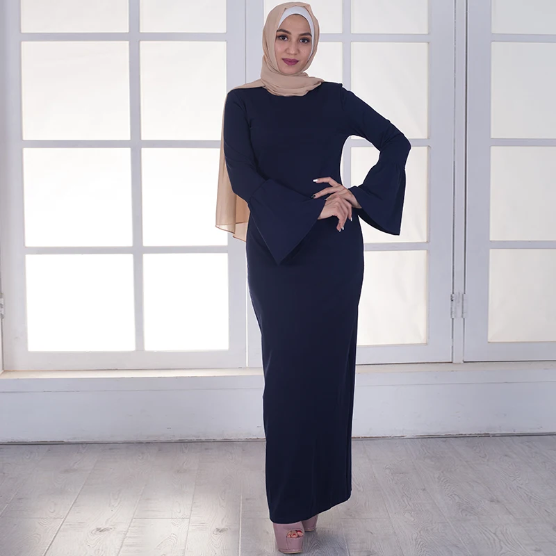 Buytiz ОАЭ мусульманское abaya Макси платье с расклешенными рукавами длинное халаты кимоно Рамадан Исламская, молитвенная зеленый синий Костюмы турецкий юбка