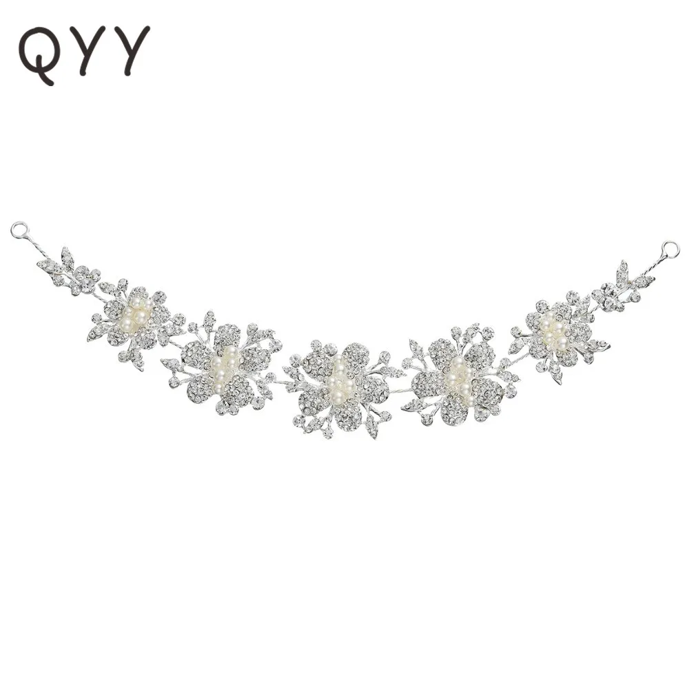 Женская повязка на голову с жемчугом и австрийским кристаллом|Украшения для