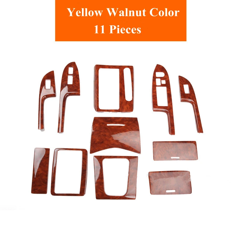 11Pcs Yellow Walnut 11 шт./компл., АБС-пластик, Автомобильный интерьер древесины Цвет крышка наклейки отделкой Панель комплект Подходит для Honda Accord 2003-2007 7th поколения - Название цвета: 11Pcs Yellow Walnut