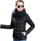 Повседневная Женская однотонная стеганая куртка, короткая осенне-зимняя стеганая куртка, женские пальто с капюшоном, женские парки с перчатками, пальто