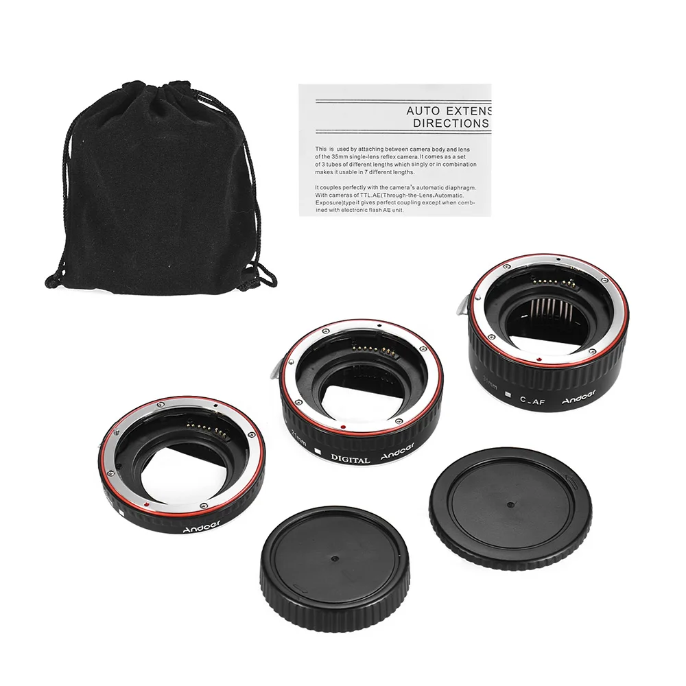Комплект удлинительных макроколец Andoer 3 шт. 13 мм для корпуса камеры Canon EOS и