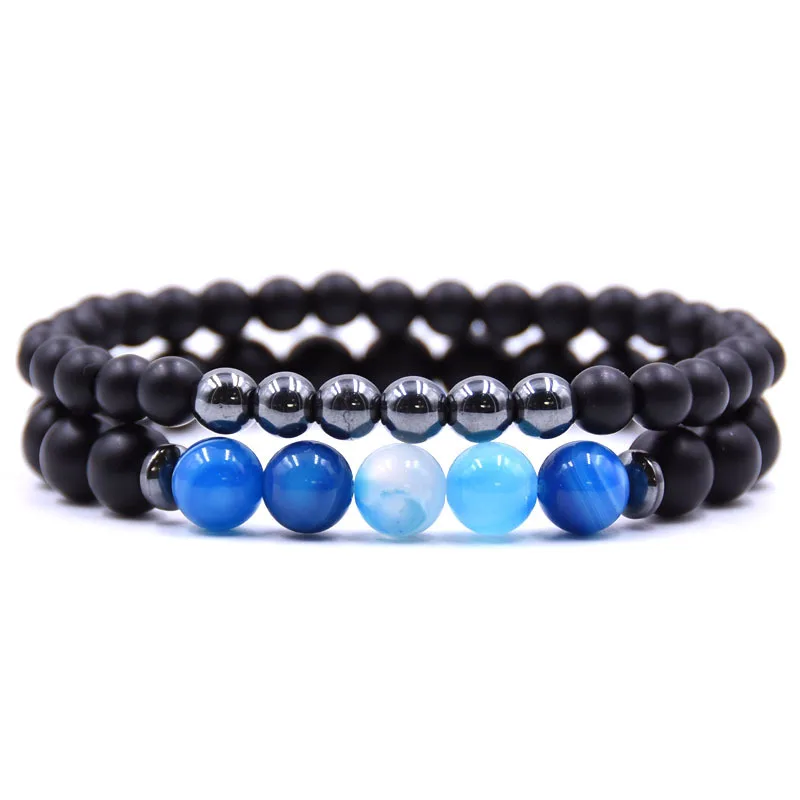 DIEZI 2pcs/set Couple Bracelets for Lovers Round Beads Charm Stone Women and Men Jewellery Gift | Украшения и аксессуары