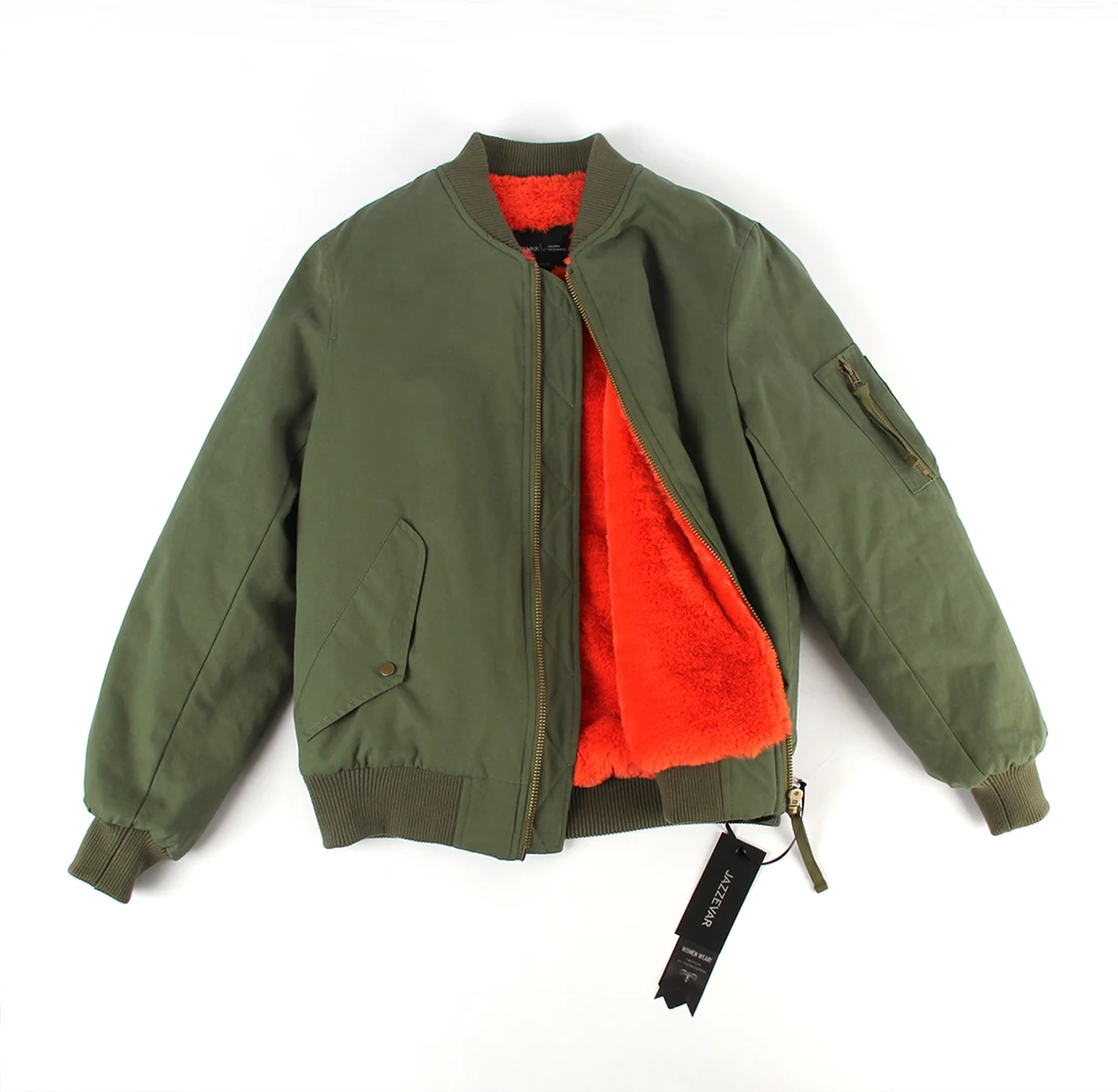 green faux fur JAZZEVAR Новая осенне-зимняя куртка модная уличная куртка-бомбер для женщин базовый пиджак на змейке повседневная хлопковая верхняя одежда хорошего качества 86220 - Цвет: green faux fur