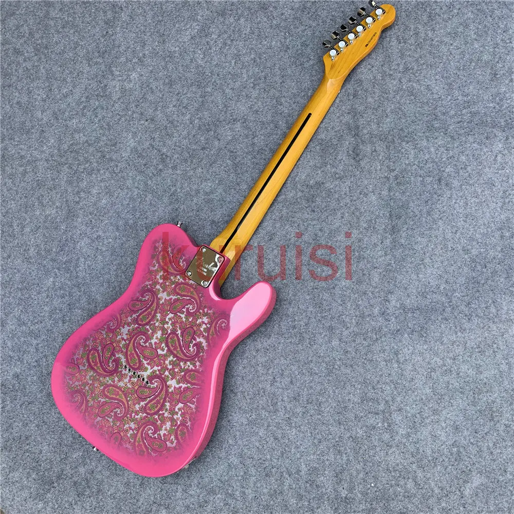 Электрогитара Avril's backhand с левой рукой специальная розовая Цветочная гитара для