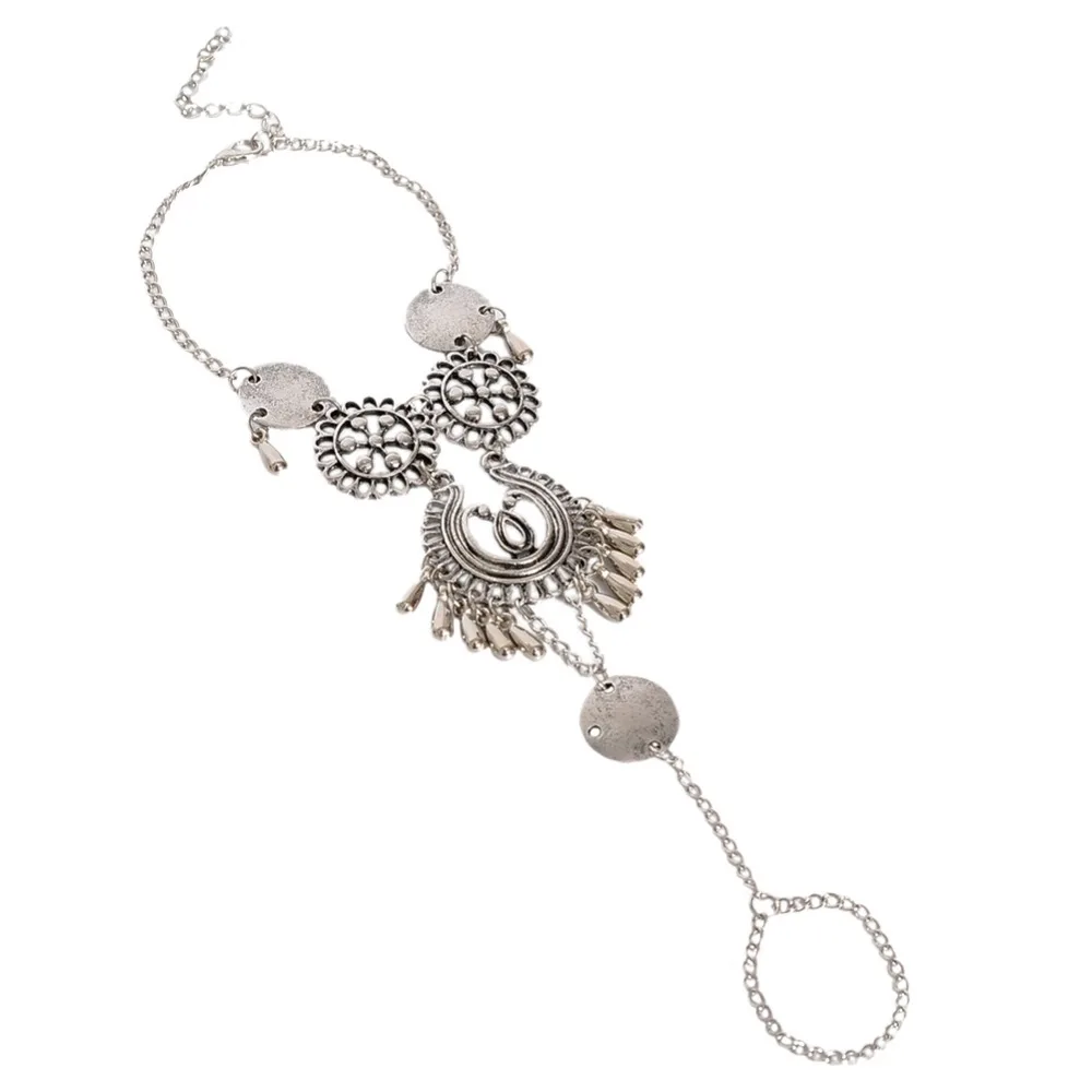 Цыганская цепь на палец в стиле бохо винтажные браслеты с цветами античный