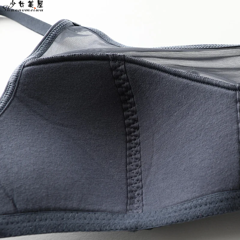 shaonvmeiwu Thin lace mesh bra sexy lingerie without a steel ring to wipe the chest type bra anti-shine