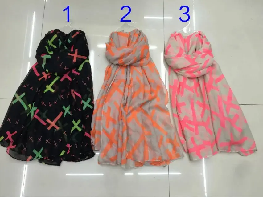 

2016 Fashion Cross Print Scarf Women Colorful Cross Print Shawls And Scarves Wrap Hijab3 Color Wholesale10pcs/LOTfree shipping