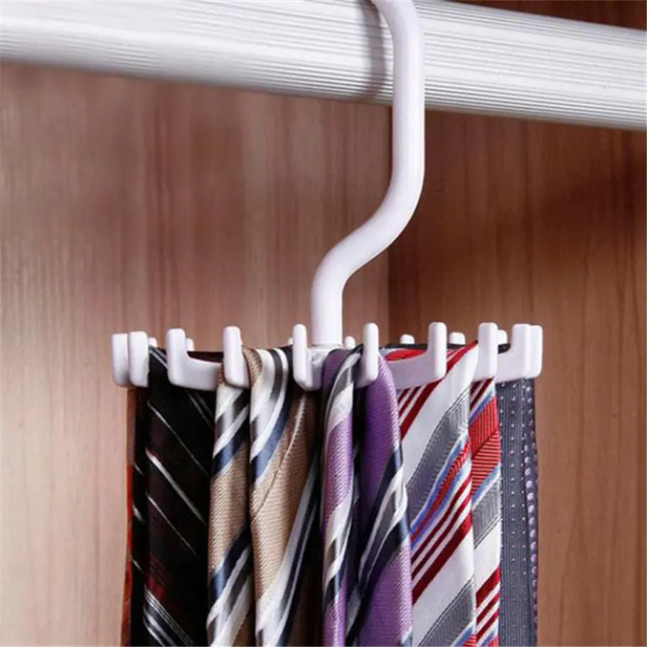 2018 Hot Sales High Quality Plastic Business Rotating 20 Hooks Belt Neck Tie Holder Rack Hanger Organizer Space Saving | Дом и сад