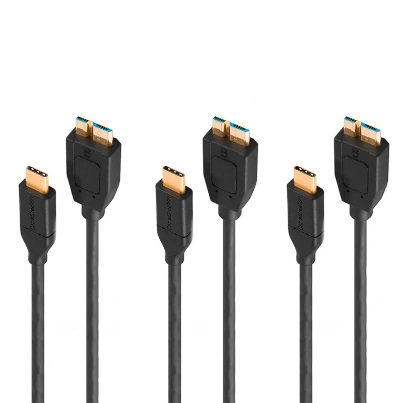 3-Pack USB C к Micro-B 3,0(Gen2/10G), USB 3,1 type C кабель совместим с MacBook(Pro), Внешний Жесткий драйвер, Galaxy S8/S9/S10, e - Цвет: 3-Pack