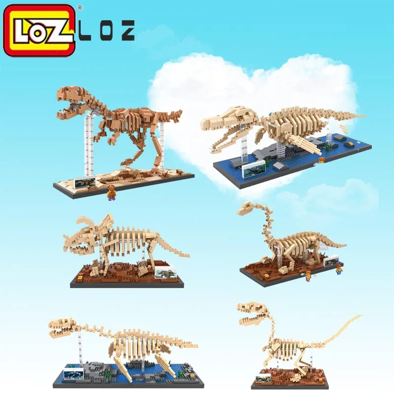 LOZ динозавр окаменелый тираннозавр рекс Велоцираптор Трицератопс череп модель
