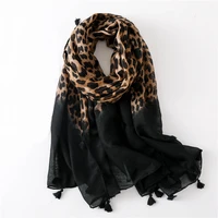 2021 fashion women gradient leopard print scarf soft pretty big 180100cm leopard stole thin warm large shawls cachecol wraps