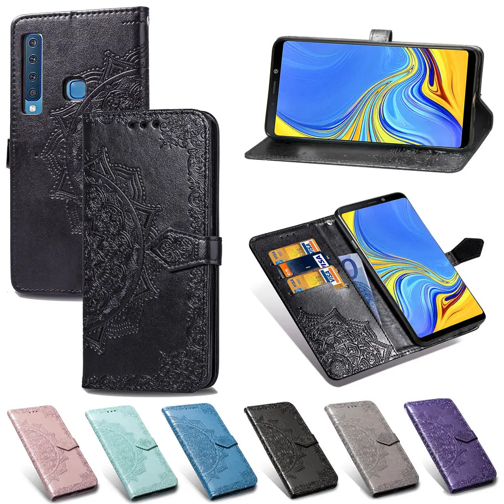 3D чехол кошелек из искусственной кожи с цветком Datura для Samsung Galaxy A9 2018 книжка A920 A920F
