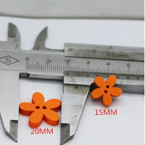 300 шт. 1.5cm \ 2 см красочные цветы отверстия деревянные пуговицы для шитья Coth art