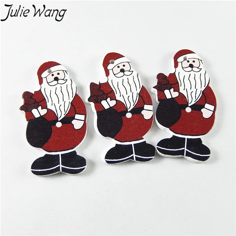 Julie Wang 20 шт./упак. красный + черный белый дерево с одним отверстием Санта Клаус