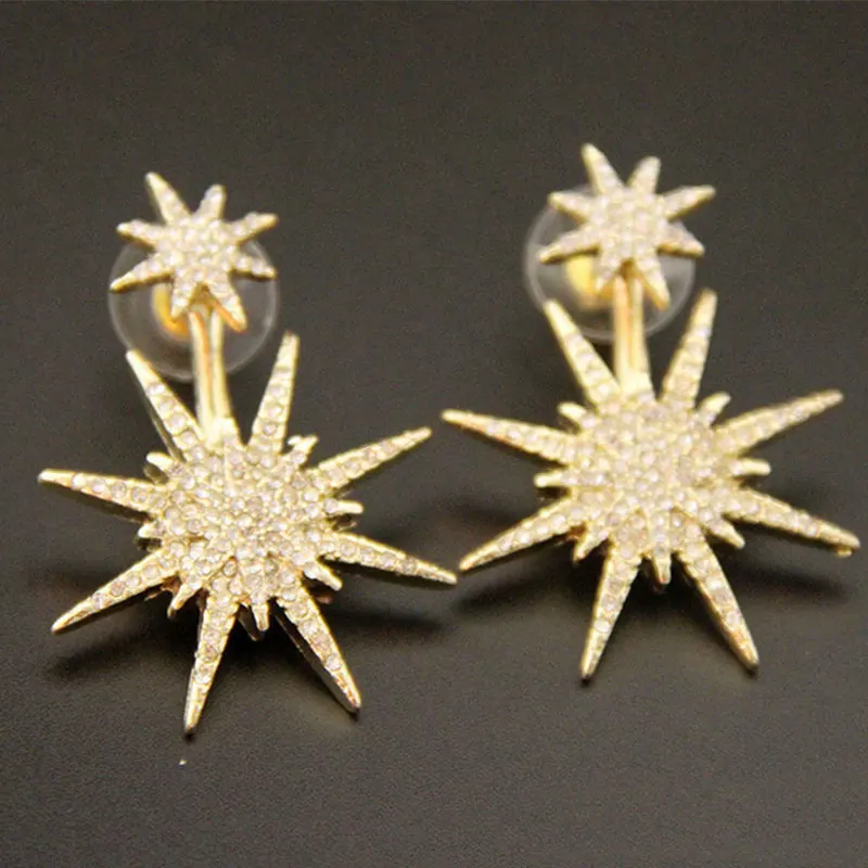1 шт. Для женщин Леди Кристалл Rhinestone мотаться Золотая звезда стержня уха серьги