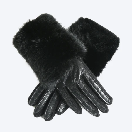 black9858 Рождественский подарок, зимние, весенние, модные, зимние перчатки из овчины, верх из овчины, натуральная кожа, женские наручные перчатки для вождения - Цвет: black9858